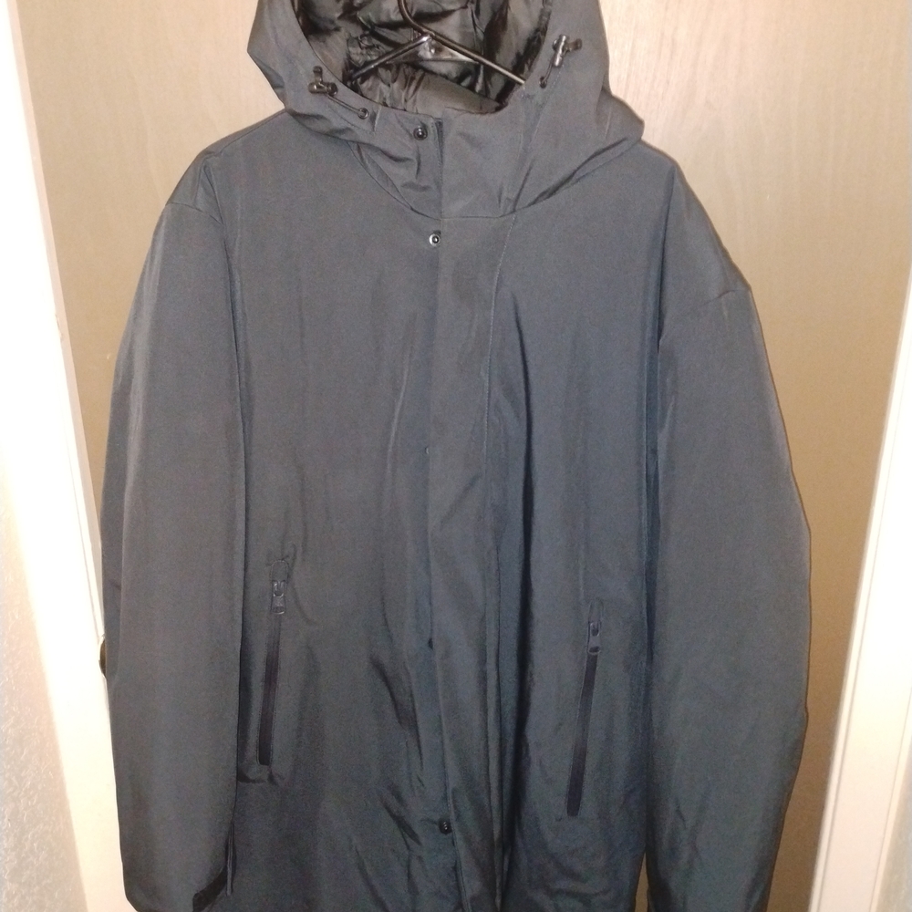 Calvin Klein Men's Dark Gray Hooded Raincoat Windbreaker Infinite Stretch
